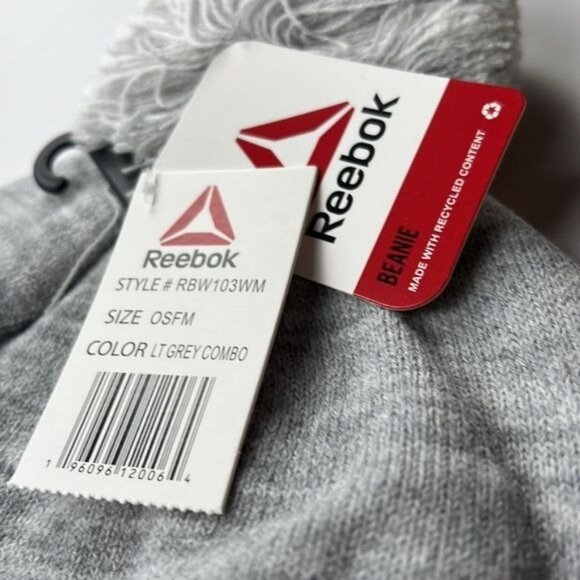 Reebok OSFM Beanie Light Grey Combo With Pom - Picture 5 of 5